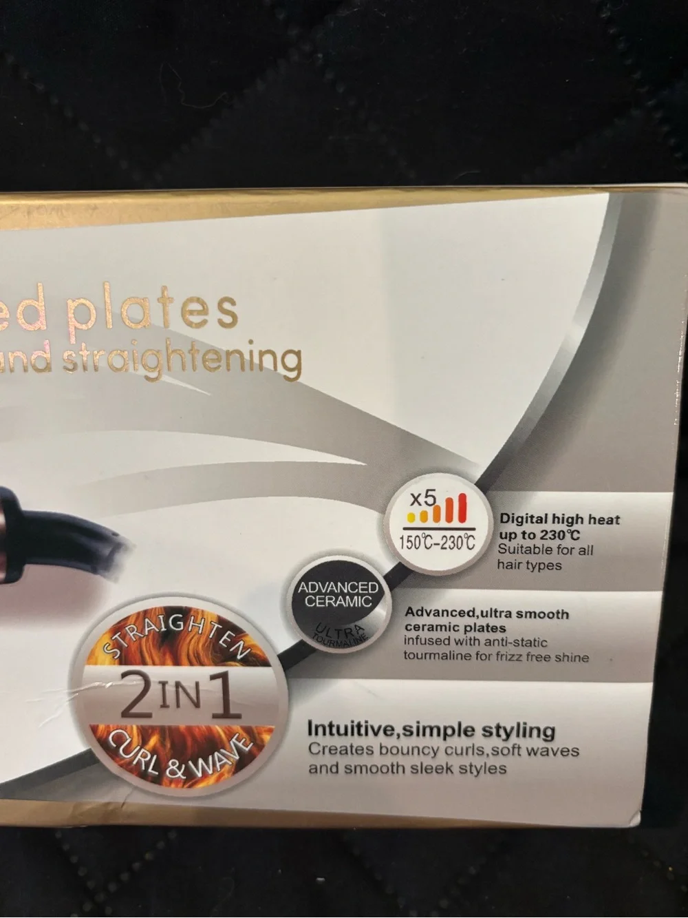 Curl & straight Confidence 2-in-1 Hair Styler in Black and Rose Gold